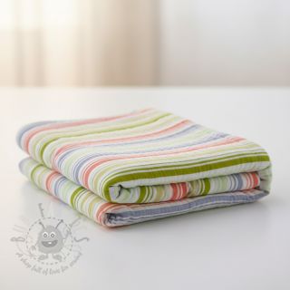 Dvoslojna gaza/muslin Beach Stripe green