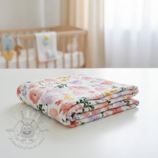 Dvoslojna gaza/muslin Big summer flowers digital print