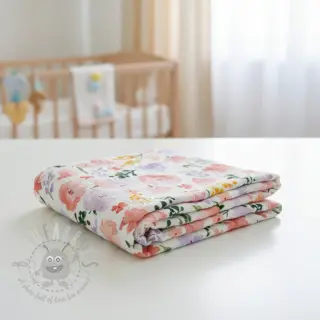 Dvoslojna gaza/muslin Big summer flowers digital print