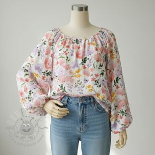 Dvoslojna gaza/muslin Big summer flowers digital print