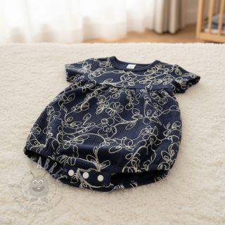 Dvojna gaza/muslin EMBROIDERY Climbing flowers navy