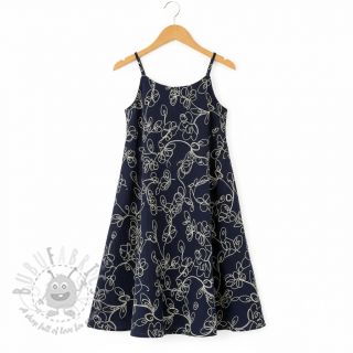 Dvojna gaza/muslin EMBROIDERY Climbing flowers navy