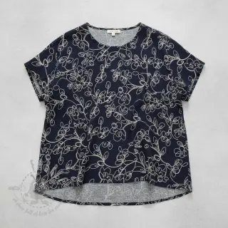 Dvojna gaza/muslin EMBROIDERY Climbing flowers navy