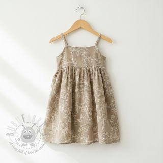 Dvojna gaza/muslin EMBROIDERY Climbing flowers beige