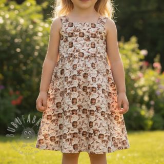 Dvojna gaza/muslin Little farm animals design D digital print