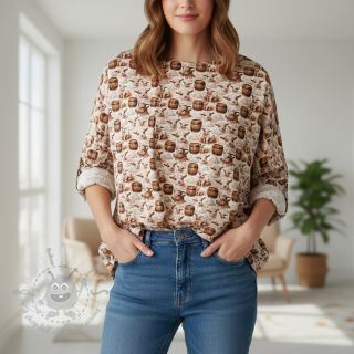 Dvojna gaza/muslin Little farm animals design D digital print