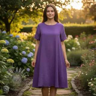 Dvojna gaza/muslin violet ORGANIC