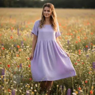 Dvojna gaza/muslin bright violet ORGANIC