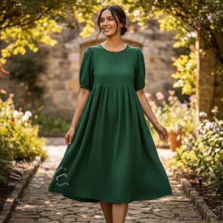 Dvojna gaza/muslin dark green ORGANIC