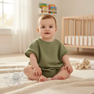 Dvojna gaza/muslin moss green ORGANIC