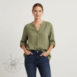 Dvojna gaza/muslin moss green ORGANIC