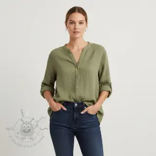 Dvojna gaza/muslin moss green ORGANIC