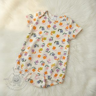 Dvoslojna gaza/muslin Retro flowie ecru