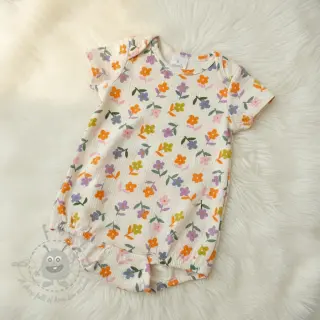 Dvoslojna gaza/muslin Retro flowie ecru
