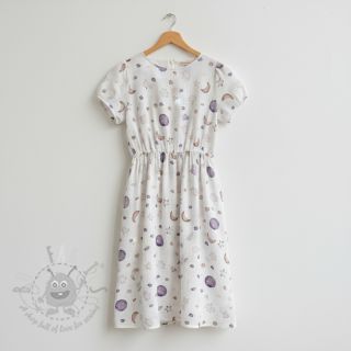 Dvoslojna gaza/muslin Moon white digital print ORGANIC