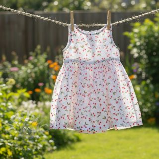 Dvoslojna gaza/muslin Cherries white digital print