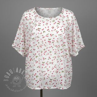 Dvoslojna gaza/muslin Cherries white digital print