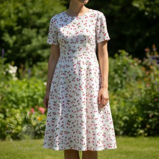 Dvoslojna gaza/muslin Cherries white digital print