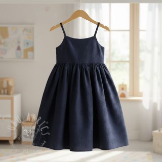 Dvoslojna gaza/muslin EMBROIDERY Flowers navy