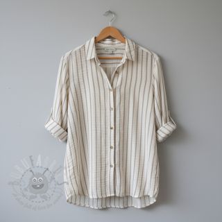 Dvoslojna gaza/muslin YARN DYED Thin strip beige