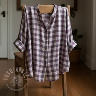 Dvojna gaza/muslin Double sided CHECKS MINI grape