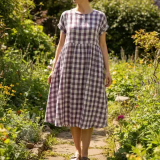 Dvojna gaza/muslin Double sided CHECKS MINI grape