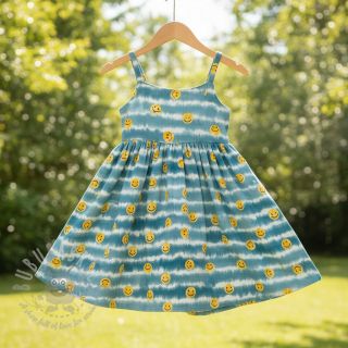 Dvojna gaza/muslin Happy faces jeans digital print