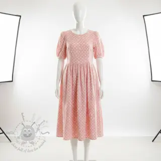 Dvojna gaza/muslin JACQUARD Dots pink