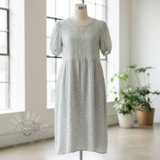 Dvojna gaza/muslin JACQUARD Dots light blue