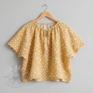 Dvojna gaza/muslin JACQUARD Dots dark yellow