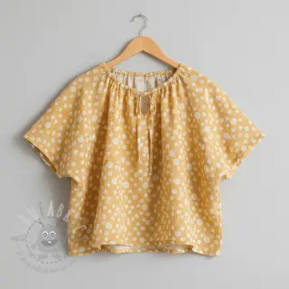 Dvojna gaza/muslin JACQUARD Dots dark yellow