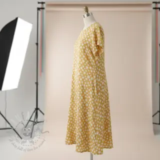 Dvojna gaza/muslin JACQUARD Dots dark yellow