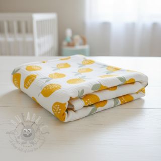 Dvojna gaza/muslin Lemons white