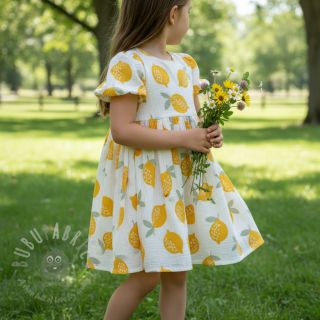 Dvojna gaza/muslin Lemons white