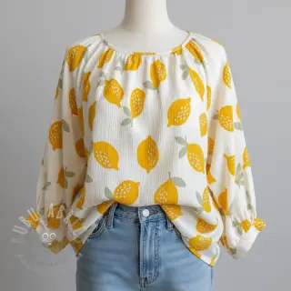 Dvojna gaza/muslin Lemons white