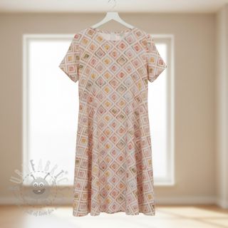 Dvojna gaza/muslin Geo watercolour mauve digital print