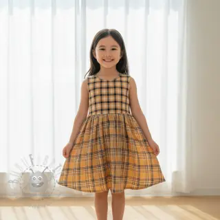 Dvojna gaza/muslin Double sided CHECKS multicolour brown