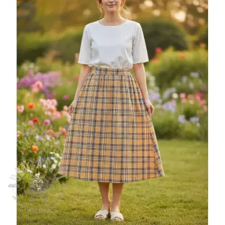 Dvojna gaza/muslin Double sided CHECKS multicolour brown