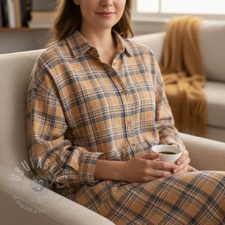 Dvojna gaza/muslin Double sided CHECKS multicolour brown