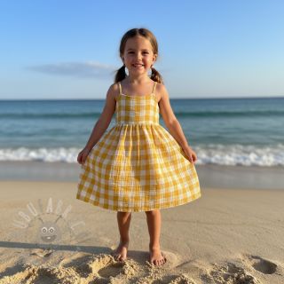 Dvojna gaza/muslin Double sided CHECKS MINI ochre