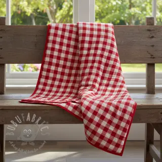 Dvojna gaza/muslin Double sided CHECKS MINI red
