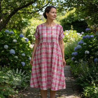 Dvojna gaza/muslin Double sided CHECKS pink