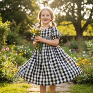 Dvojna gaza/muslin Double sided CHECKS MINI black