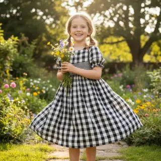 Dvojna gaza/muslin Double sided CHECKS MINI black