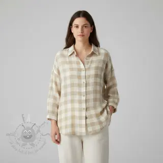 Dvostrana muslin Double sided CHECKS MINI beige