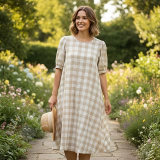 Dvostrana muslin Double sided CHECKS MINI beige