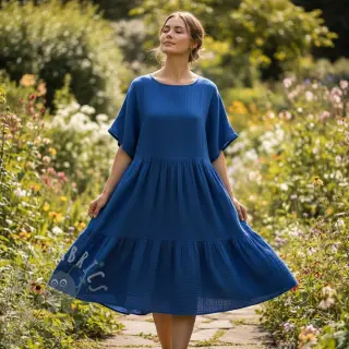 Dvojna gaza/muslin cobalt