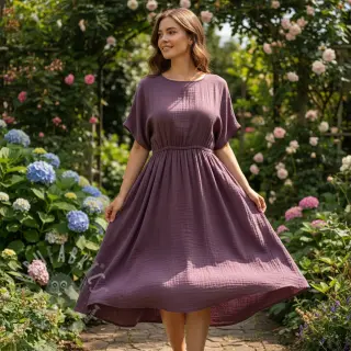 Dvojna gaza/muslin aubergine
