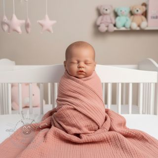 Dvoslojna gaza/muslin soft rose ORGANIC