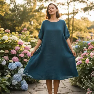Dvojna gaza/muslin indigo
